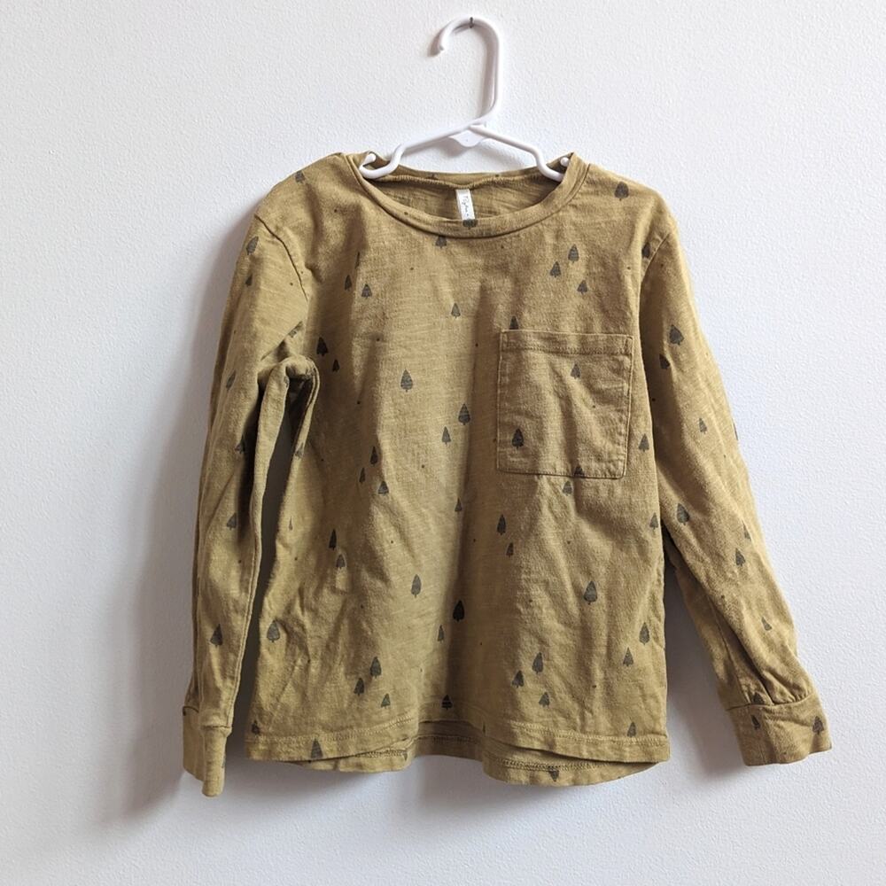 Rylee + Cru Mustard Trees Long Sleeve Shirt Cotton